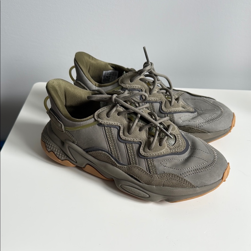 Adidas Gray and Green Sneakers with Chunky Silhouette